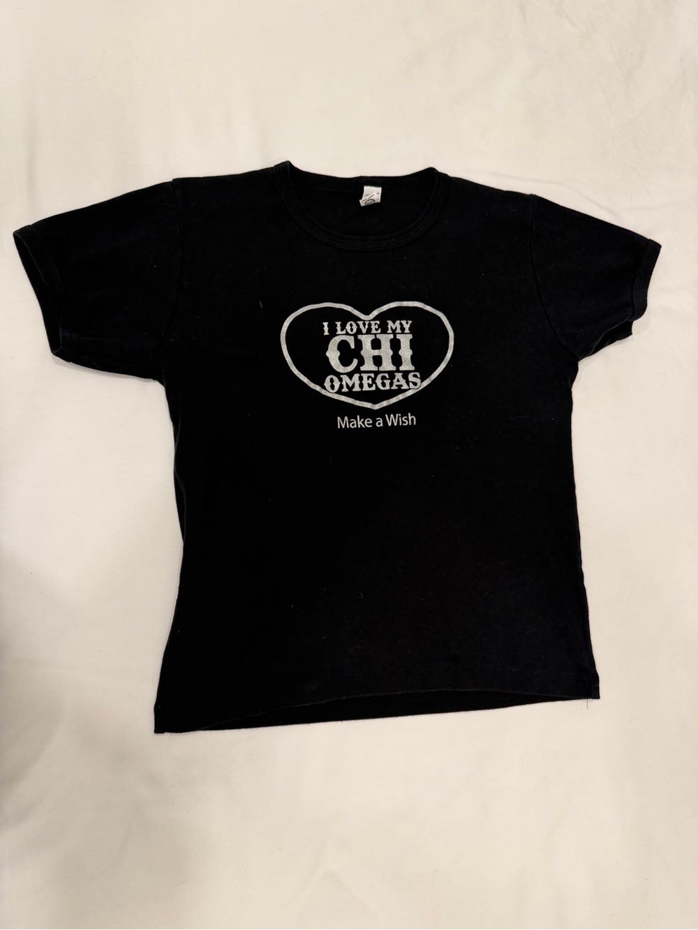 I Love My Chi Omegas Black Baby Doll Tee - Make a Wish